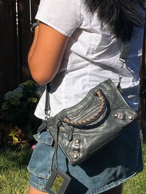 Balenciaga Black Leather Crossbody Satchel